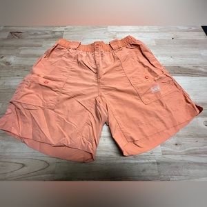AFTCO Original Mens Fishing Shorts Long (M01L). Desert Coral